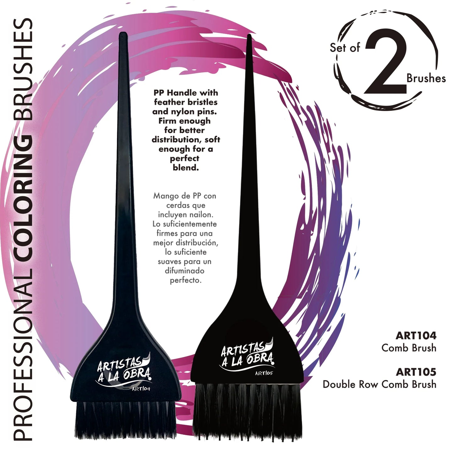 BROCHAS PARA COLOREAR SET 2 PIEZAS